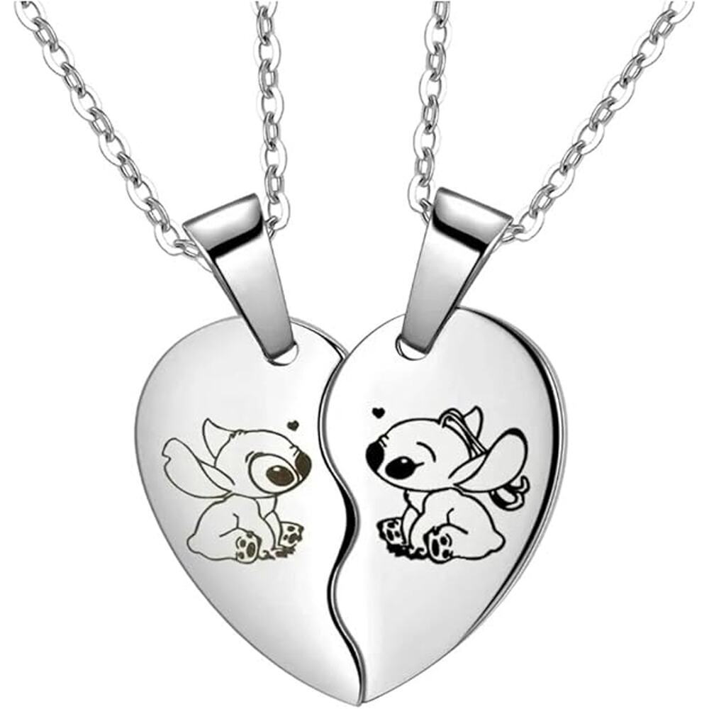 Stainless Steel Stitch Pendant Necklaces 20 Inch Matching Couple Set